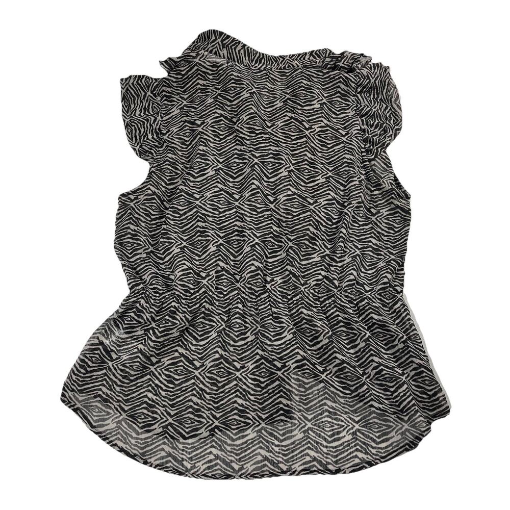 Miley Cyrus Max Azria XL Zebra Print Sheer Ruffle Top - Picture 3 of 6